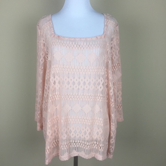 Lucky Brand Tops - Lucky Brand Peach Lace Top, XL